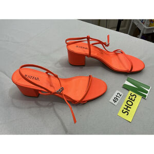 Womans Just Fab Alexi Sandals 8.5 Orange Open Toe Strappy Block Heel
